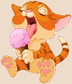 Cartoon kitty eating an ice cream cone